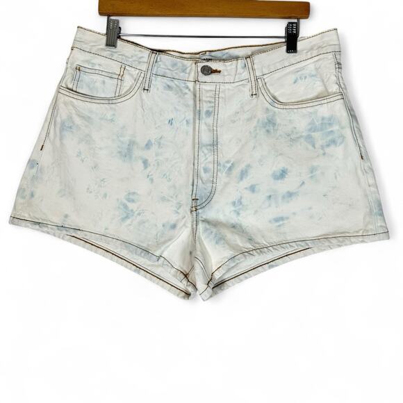 RE/DONE 7 High Rise Jean Shorts Sunbleach Denim Button Fly Size 32 NWT - Picture 1 of 7